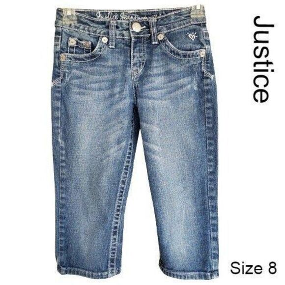 Justice Girls Bermuda Denim Jean Capri - Picture 1 of 4